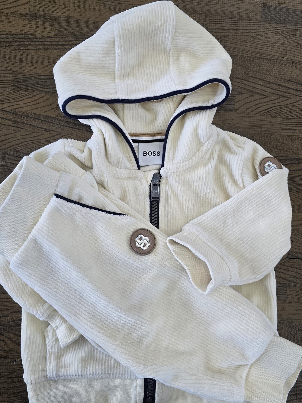 BOSS Cream Hooded Zip-Up Sweatshirt - Baby 6months